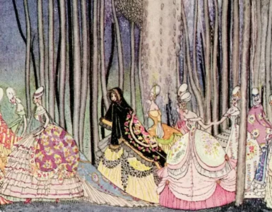 Ilustración de Kay Nielsen para el cuento popular twelve dancing princess conocido también como el Baile de Medianoche
