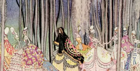 Ilustración de Kay Nielsen para el cuento popular twelve dancing princess conocido también como el Baile de Medianoche