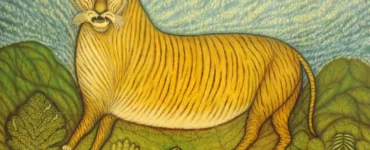 Pintura naif de un león, protagonista del cuento Los animales agradecidos, obra de Morris Hirschfield, expuesta en el MOMA de Nueva York