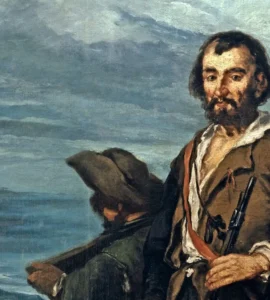 Retrato de un cazador desafortunado realizado por el pintor Lucas Eugenio Velázquez entre 1833 y 1866 impreso en la portada del famoso cuento popular ruso