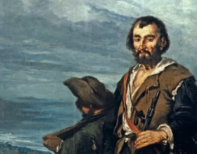 Retrato de un cazador desafortunado realizado por el pintor Lucas Eugenio Velázquez entre 1833 y 1866 impreso en la portada del famoso cuento popular ruso