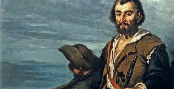 Retrato de un cazador desafortunado realizado por el pintor Lucas Eugenio Velázquez entre 1833 y 1866 impreso en la portada del famoso cuento popular ruso