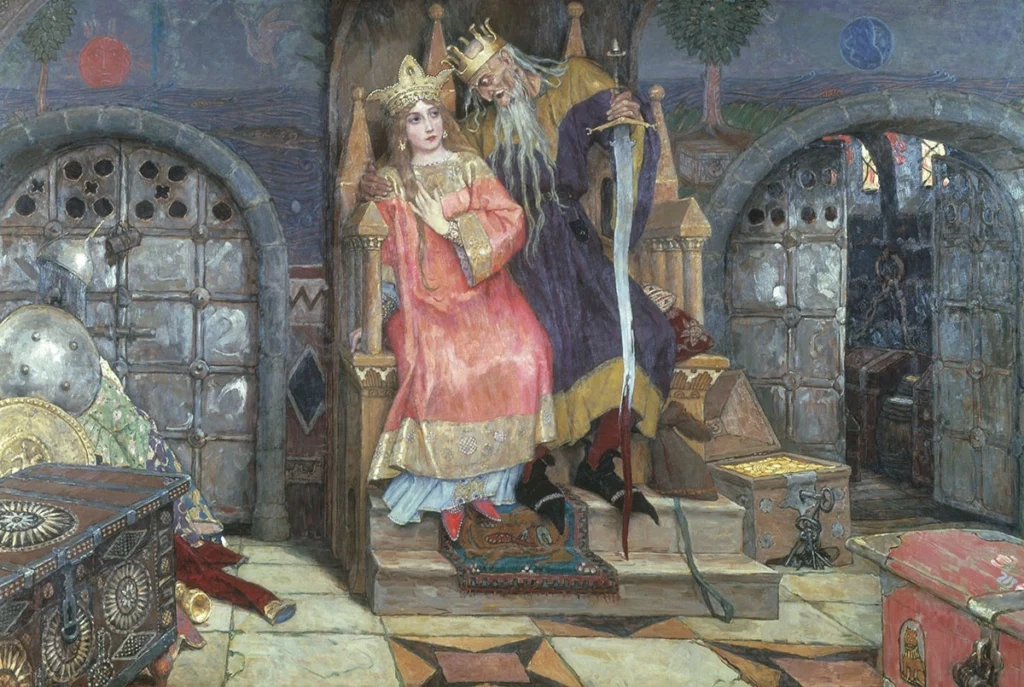 Koschei el inmortal y la princesa María. Ilustrado por Ivan Bilibin